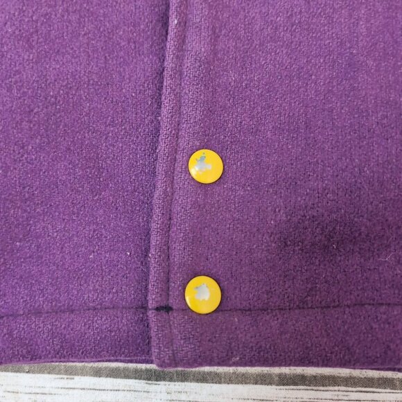 Vintage 1971 Varsity Letterman Jacket Purple Wool Leather Sleeves – Men’s 38 - Picture 2 of 13
